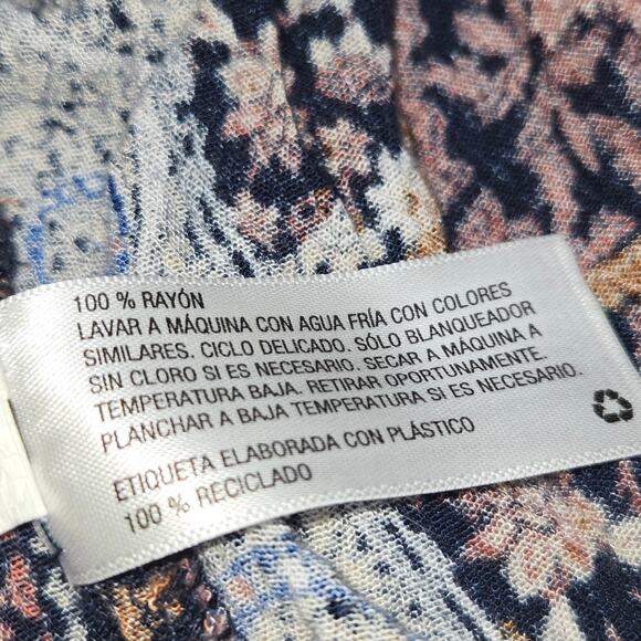 Knox Rose Boho Patchwork Floral Peasant Blouse Top Large Lightweight Flowy Chic - Picture 10 of 10